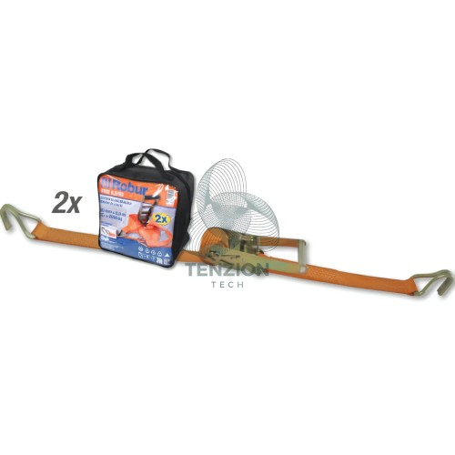Set 2 Cricchetti 8182 8,5m Nastro Poliestere Alta Tenacità PES Ganci Uncino