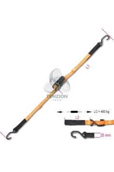 Sistema Di Legatura 2 Ganci Asole Con Cricchetto Tenditore Nastro Poliestere Alta Tenacità PES LC 400Kg 2