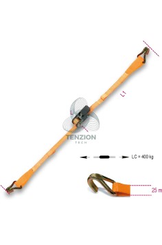 Sistema Di Legatura Ganci Uncino Con Cricchetto Tenditore Nastro Poliestere Alta Tenacità PES LC 400Kg 5m 2