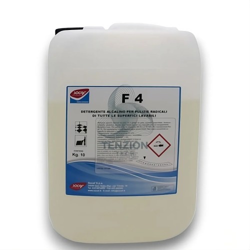 Detergente F4 Alcalino 10Kg per Superfici - Socaf