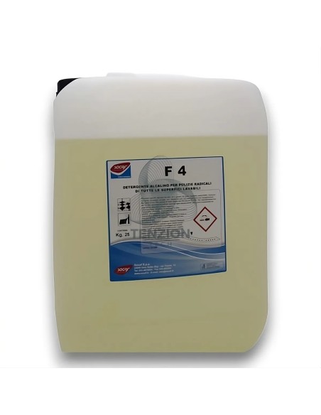 Detergente F4 Alcalino 25Kg per Superfici - Socaf