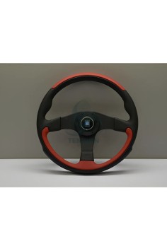 Volante Nardi Ø350mm | Pelle Nera/Rossa | Leader Line