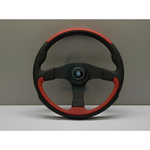 Volante Nardi Ø350mm | Pelle Nera/Rossa | Leader Line